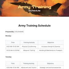 army training schedule template edit