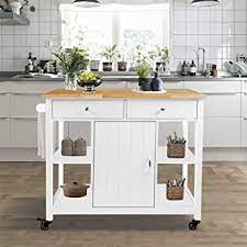 Our kitchen islands are handmade by craftsmen using the highest quality oak. Amazon Com Choochoo Kitchen Cart On Wheels With Wood Top Utility Wood Kitchen Islands With Storage And Drawers Easy Assembly White Kitchen Islands Carts