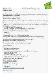 offres d emploi centre social evre et