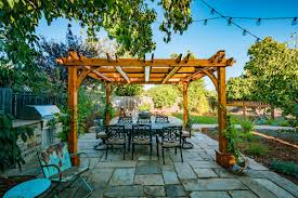 If your design of patio is a floating deck, build a pergola with the pillars around the edge. Backyard Patio Design Ideas In San Luis Obispo Ca