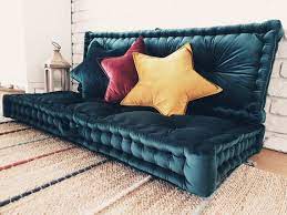 Green Floor Sofa French Style Seat With