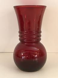 Vintage Ruby Red Glass Vase Ruby Red