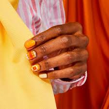 yellow polka dot fl manicure nail