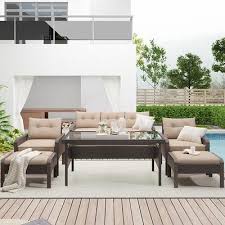 Wicker Sectional Cushioned Sofa Sets