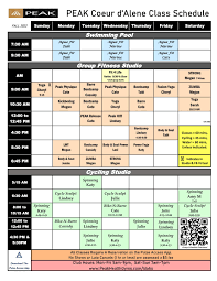 group cl schedule peak coeur d