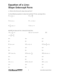 Line Slope Intercept Form