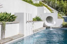 mediterranean style pool fountain