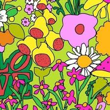 1960s flowers fabric wallpaper and