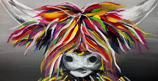 Paint And Sip Colourful Highland Cow