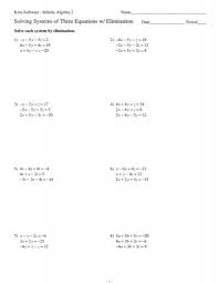 systems of three equations elimination