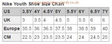 Nike Shoes Youth Size Chart Eastside Records Co Uk