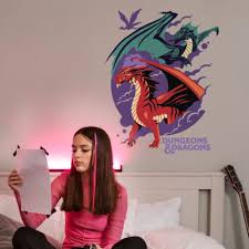 D D Green And Red Dragons Wall Sticker