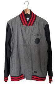 Orisue Men's Weezy Wool Blend Varsity Jacket Snap Buttons Dark Grey/Red  Size L | eBay