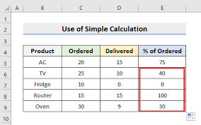 a percene of another in excel