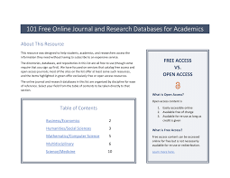 Core is a multidisciplinary aggregator of open access research. Pdf 101 Free Online Journal And Research Databases For Academics