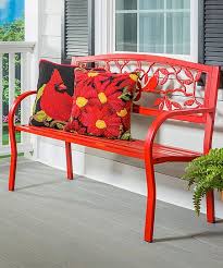 Hearth Red Cardinals Metal Garden Bench