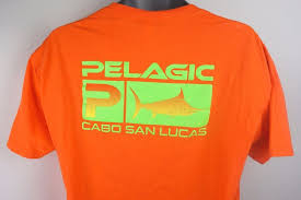 Pelagic Mens T Shirt Size L High Performance Orange Cabo