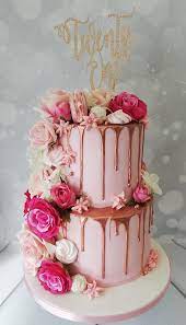 Pink And Gold Cake 2 Tier gambar png