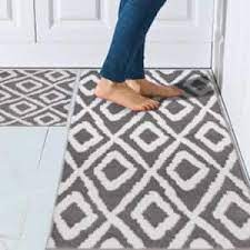 sofihas floor mats gray 48x20 30x20 polypropylene diamond set 2 piece non slip washable kitchen mat