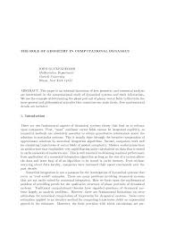 Research papers usually discuss serious topic or ideas, or the ones that are subjected to numerous debates. Pdf The Role Of Geometry In Computational Dynamics