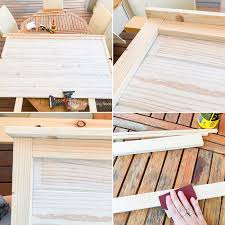 Apply a thin bead of liquid nails along the top of the shiplap plank that will join with the board already on the frame. Diy Rustic Wooden Headboard The Crafting Nook