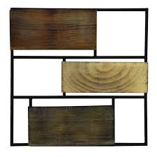 Wood Brown Asymmetry Plank Wall Decor