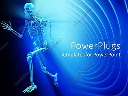 Powerpoint Template A Human Skeletal System On A Blue