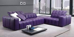 purple leather sectional couch design