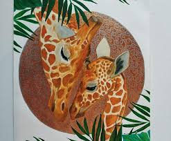 Original Giraffe Painting Giraffe Wall