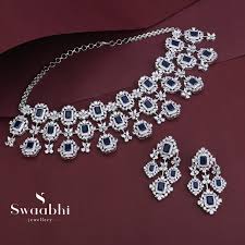 blue stone cz choker necklace swaabhi