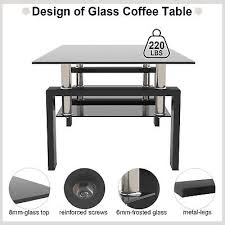 Rectangle Black Glass Coffee Table End