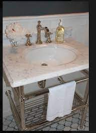 Sink Console Marble Top Chrome Legs