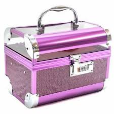 purple aluminium vanity makeup box at