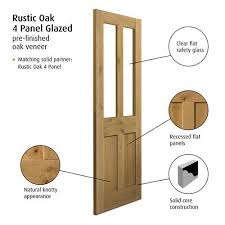 Rustic Oak 4 Panel Glazed Internal Door