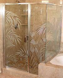 Etched Glass Shower Door Enclosure