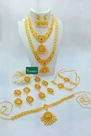 golden indian bridal gold combo jewelry