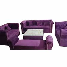 9 seater wood purple velvet