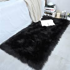 black faux fur bedside runner luxury