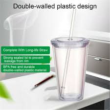 16oz Double Walled Plastic Cup With Lid