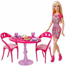 barbie doll and dining room set