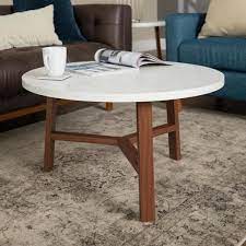 Sustainable wood 11 types of solid wood. Walker Edison Furniture Company 30 In White Acorn Medium Round Marble Coffee Table Hdf30emctpc The Home Depot
