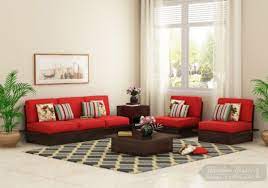 rectangular low floor wooden sofa set