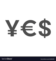 word yes of currency symbols yen euro