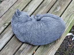 Sleeping Cat Statue Concrete Cat Garden