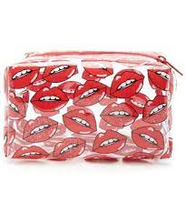 forever 21 lip print makeup bag wear