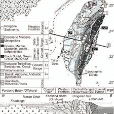 taiwan with various tectonic units