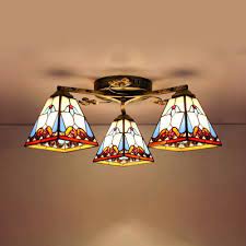Stained Glass Tapered Semi Flush Mount