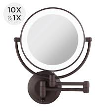 Cordless Dual Led Lighted Round Wall Mount Mirror 10x 1x