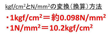 kg cm2とn mm2の変換 換算 方法は kgf