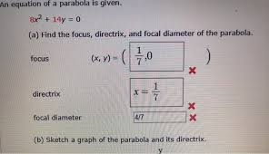 Solved An Equation Of A Parabola Is
